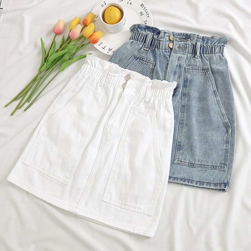 Elastic Waist Summer Women Denim Skirt jeans mini Skirts在类目 女装/女士精品, 半身裙中 - 来自Buy2taobao.com提供专业的淘宝代购服务