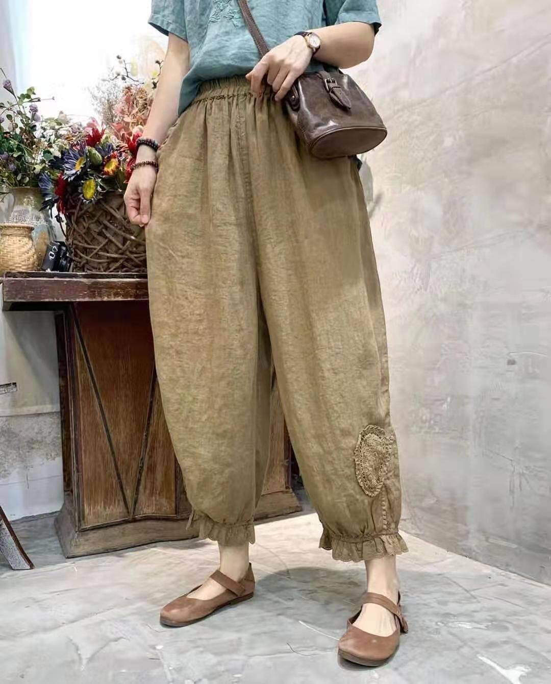 亚麻裤子女夏八分