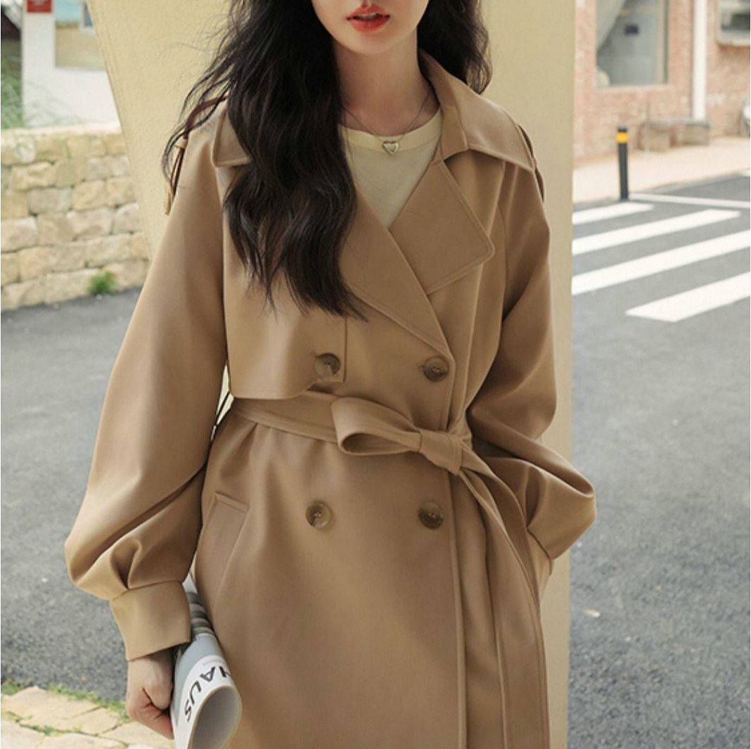 风格气质新款女装韩版小众风衣外套2023设计感穿搭秋冬季双排扣上