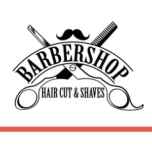 barbershop英文美发沙龙标志墙贴画剪刀理发店玻璃门窗装饰墙贴纸