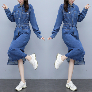 女士秋季连衣牛仔裙图片