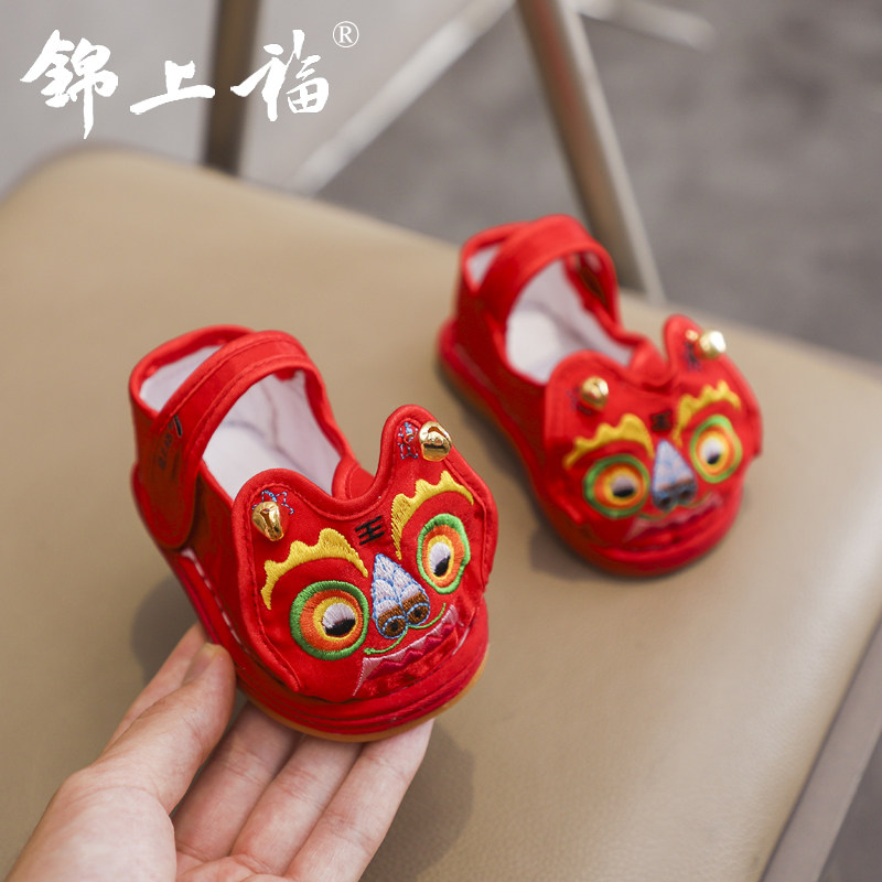 春秋儿童手工布鞋男宝宝虎头鞋千层底女一周岁老虎鞋软底婴儿学步