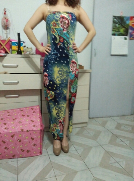 欧美夜店女装新款花色露背抹胸小礼服2014性感开叉修身裹胸连衣裙