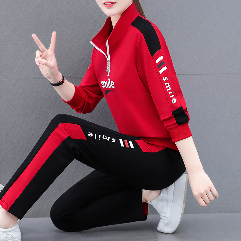 安踏适用运动套装女装休闲时尚运动服立领卫衣两件套春秋洋气2022