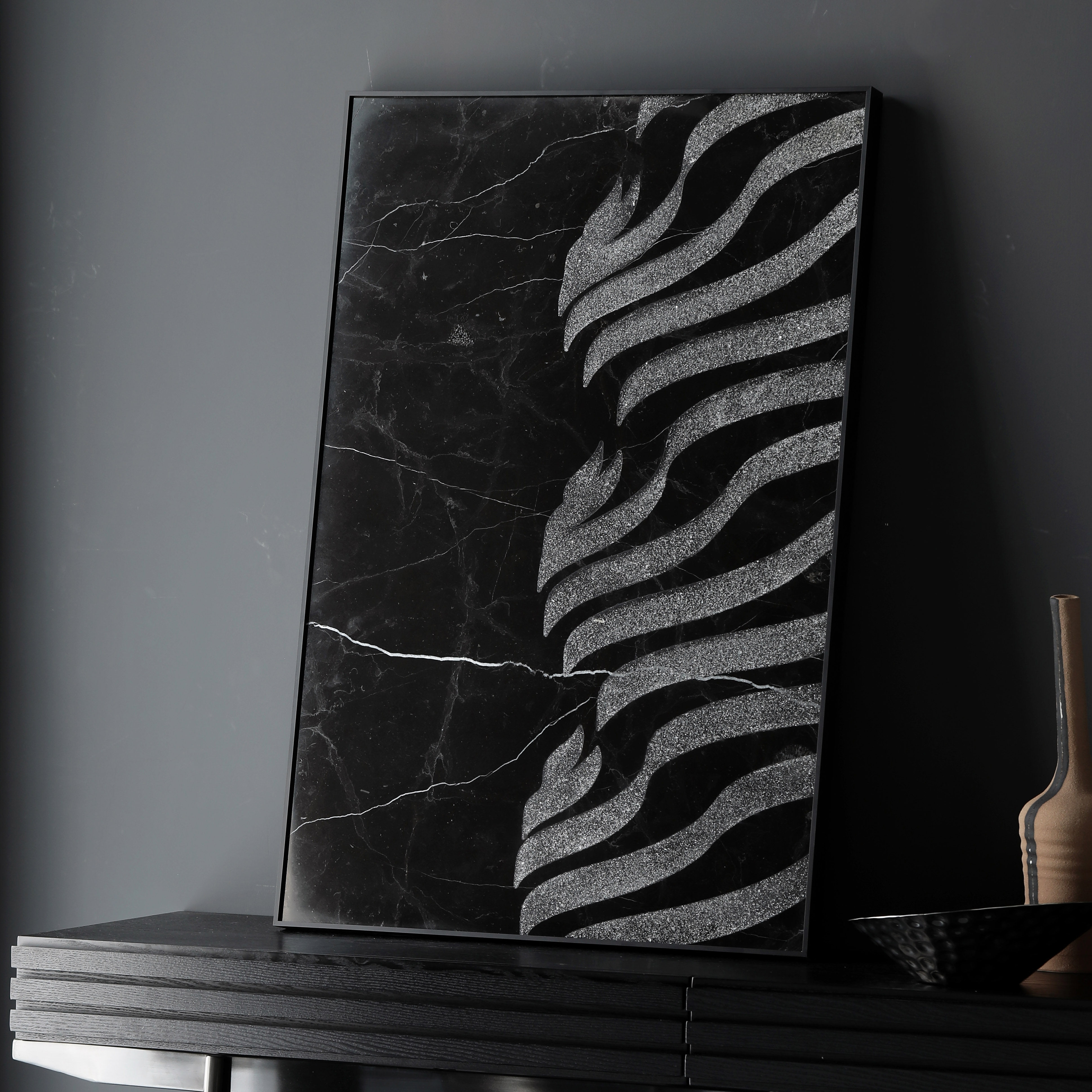 错动韵律thelastpiece原创天然石板装饰画小众艺术轻奢别墅