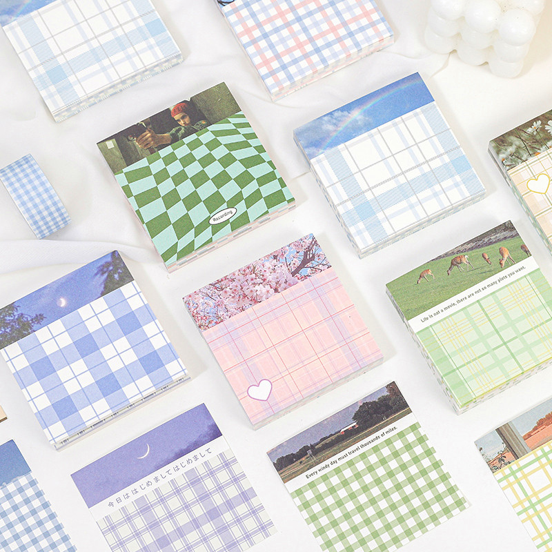 拥抱生活手帐拼贴格纹格子便签纸无粘性杂志风手账素材ins高颜值