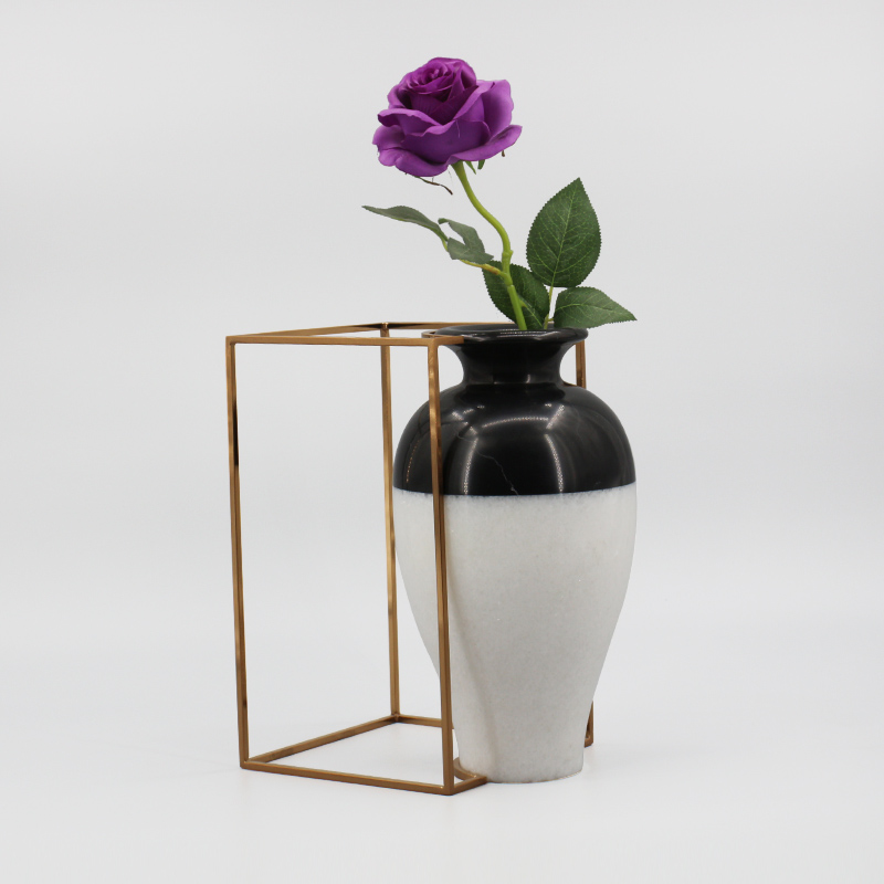 后现代创意大理石金属花瓶摆件家居客厅插花花器样板间软装