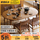 家逸实木餐桌家用日式伸缩吃饭桌子现代简约小户型饭桌可折叠圆桌