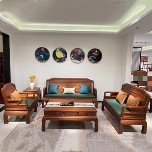 中小款新中式红木家具沙发组合金花梨木菠萝格全实木简约中式沙发