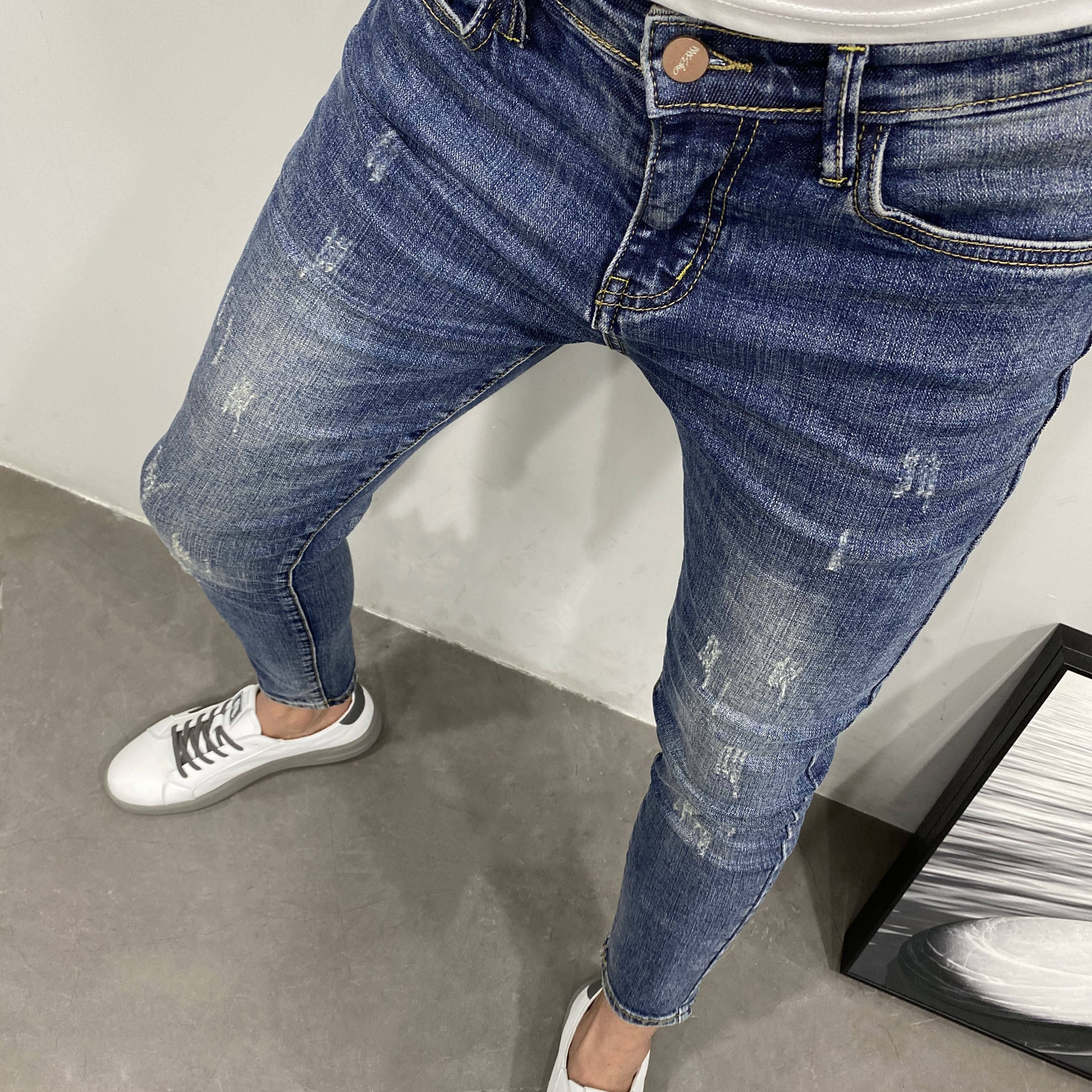 低腰紧身牛仔裤男