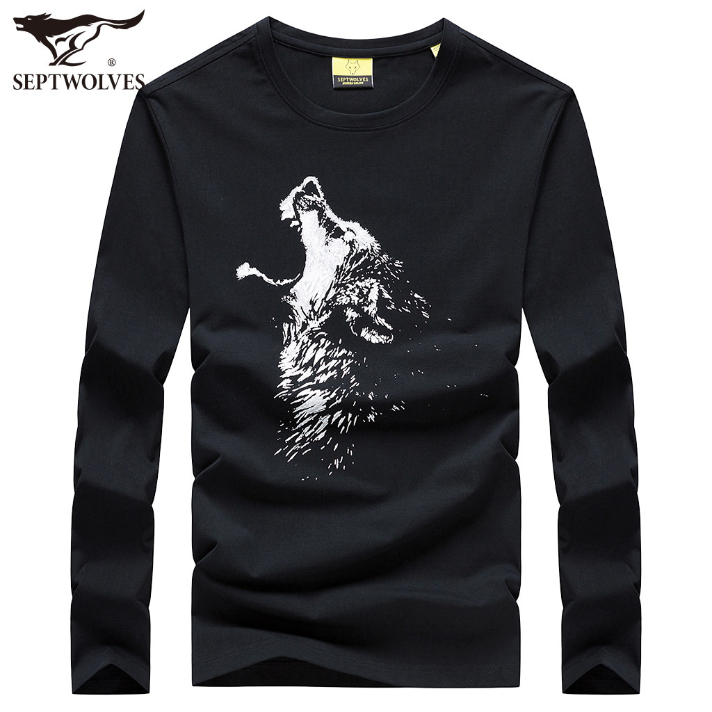 七匹狼长袖t恤男 正品 圆领_七匹狼官方正品男装长袖t恤男 2020春装