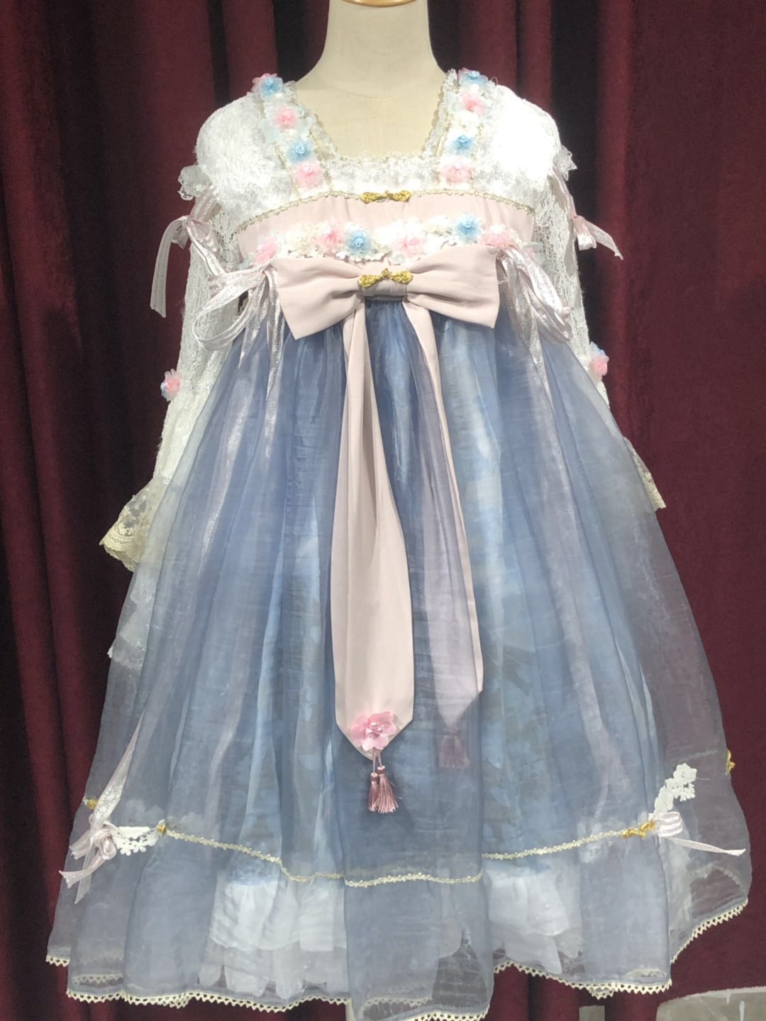 sax_现货 baby 樱茶长袖sax色op 天国少女 日系lolita 洋装女连衣裙