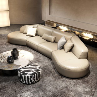 纳威意式真皮沙发客厅现代轻奢高端大气别墅意大利纳帕皮极简家具