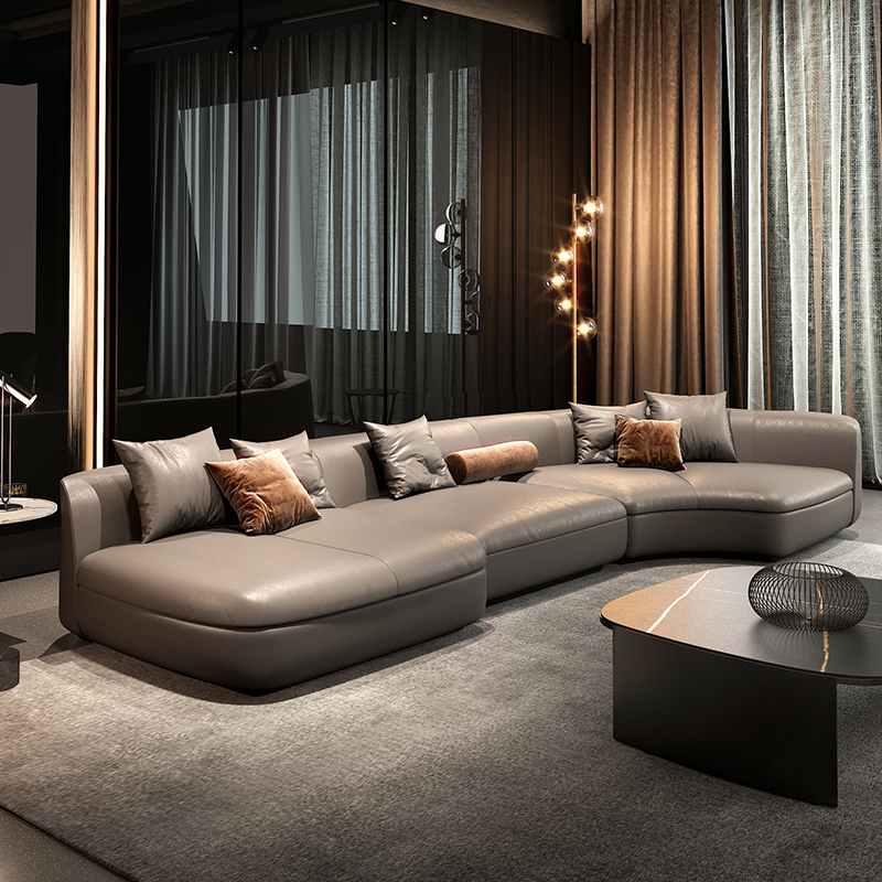 纳威意式极简真皮沙发设计师意大利高端异形侘寂风客厅沙发组合