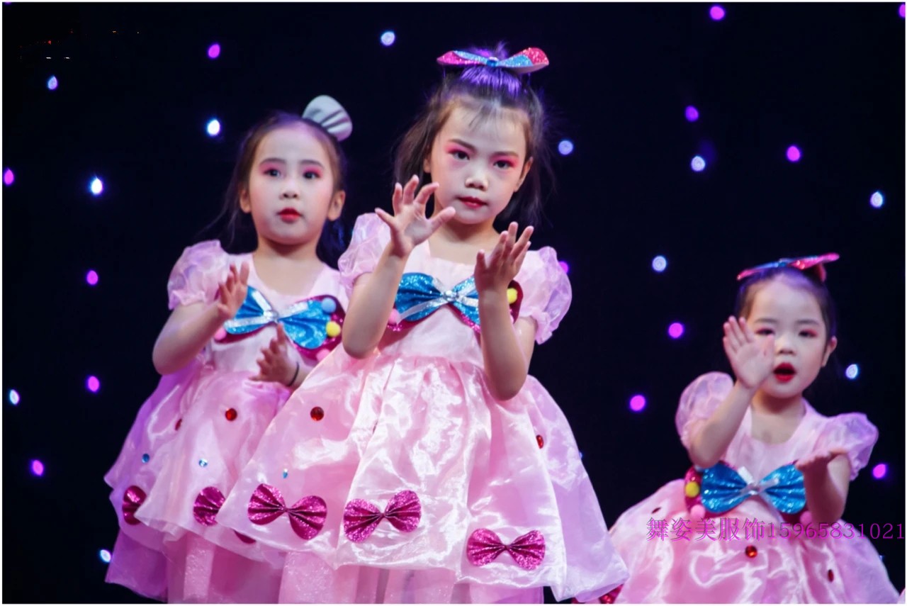 爱上幼儿园表演六一儿童演出服粉可爱娃娃舞蹈服女孩蓬蓬裙公主裙