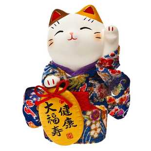 日本药师窑招财猫摆件生日结婚乔迁开业生日礼物陶瓷可爱车载家居