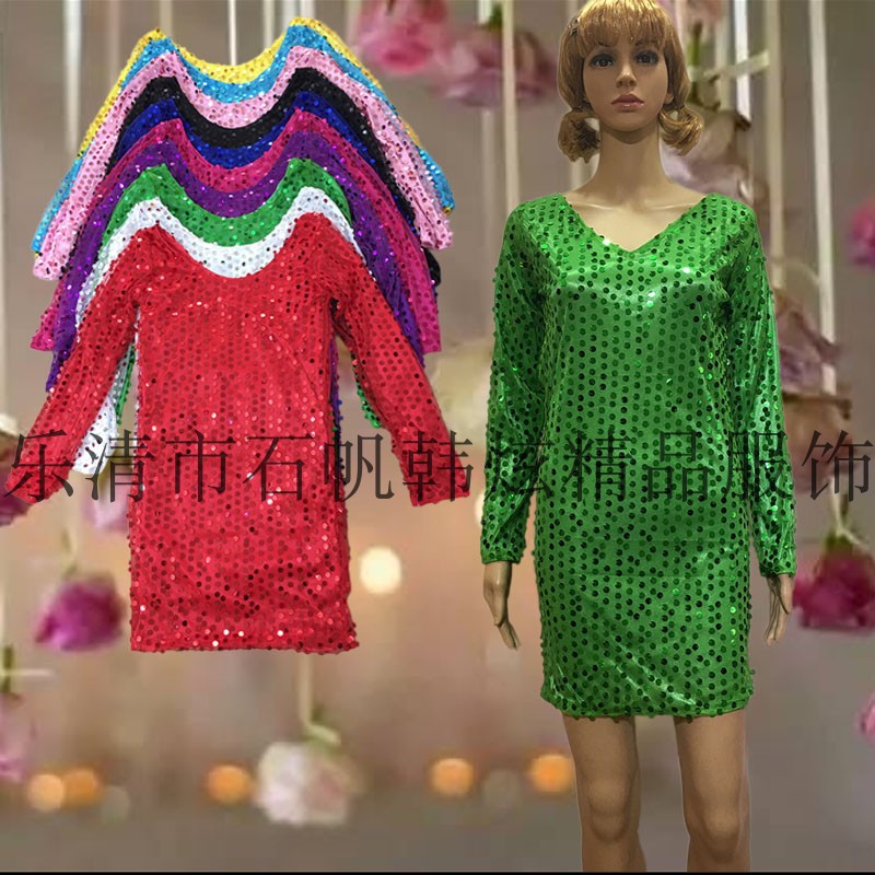 spring, summer, autumn and winter new pattern Versatile Long sleeve Sequins Elastic force Dress Women's wear Costume Banquet Evening dress showin the Women's clothing/Boutique , Costume/National costume/Stage costumes , National costume/Costumes category - from Buy2taobao.com to provide professional Taobao agent buy service