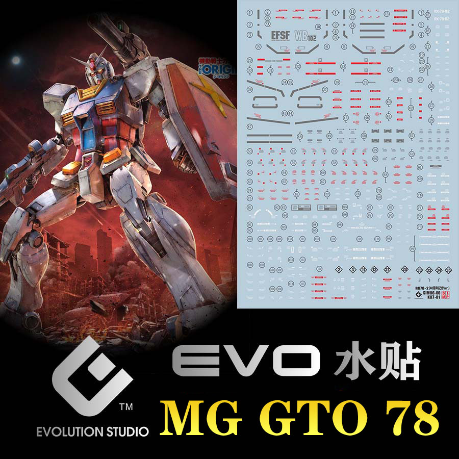 EVO 40周年 GTO78 MG 元祖 荧光贴 高达模型水贴纸