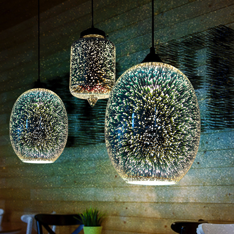  3D彩色玻璃装饰吊灯现代餐厅吧台酒吧灯创意艺术工业风橱窗灯具-就来旗舰店