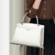 CCAMO白色包包女式2024新款夏天真皮手提包时尚单肩斜挎通勤女包