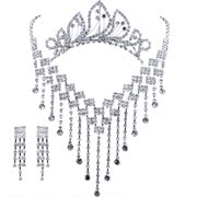 Good pretty bride jewelry three piece suit Korean Crown necklace earrings tiara wedding jewelry wedding yarn accessories