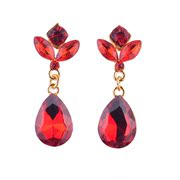 Good pretty earrings red clover red bride rhinestone wedding toast clothing accessories ear clip earrings