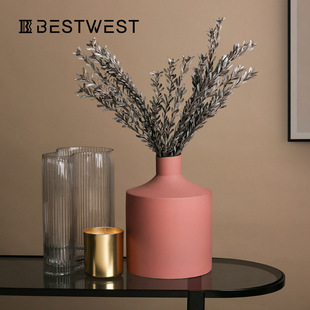 新款设计师创意陶瓷花瓶摆件 样板间酒柜瓷器装饰品轻奢彩绘花瓶