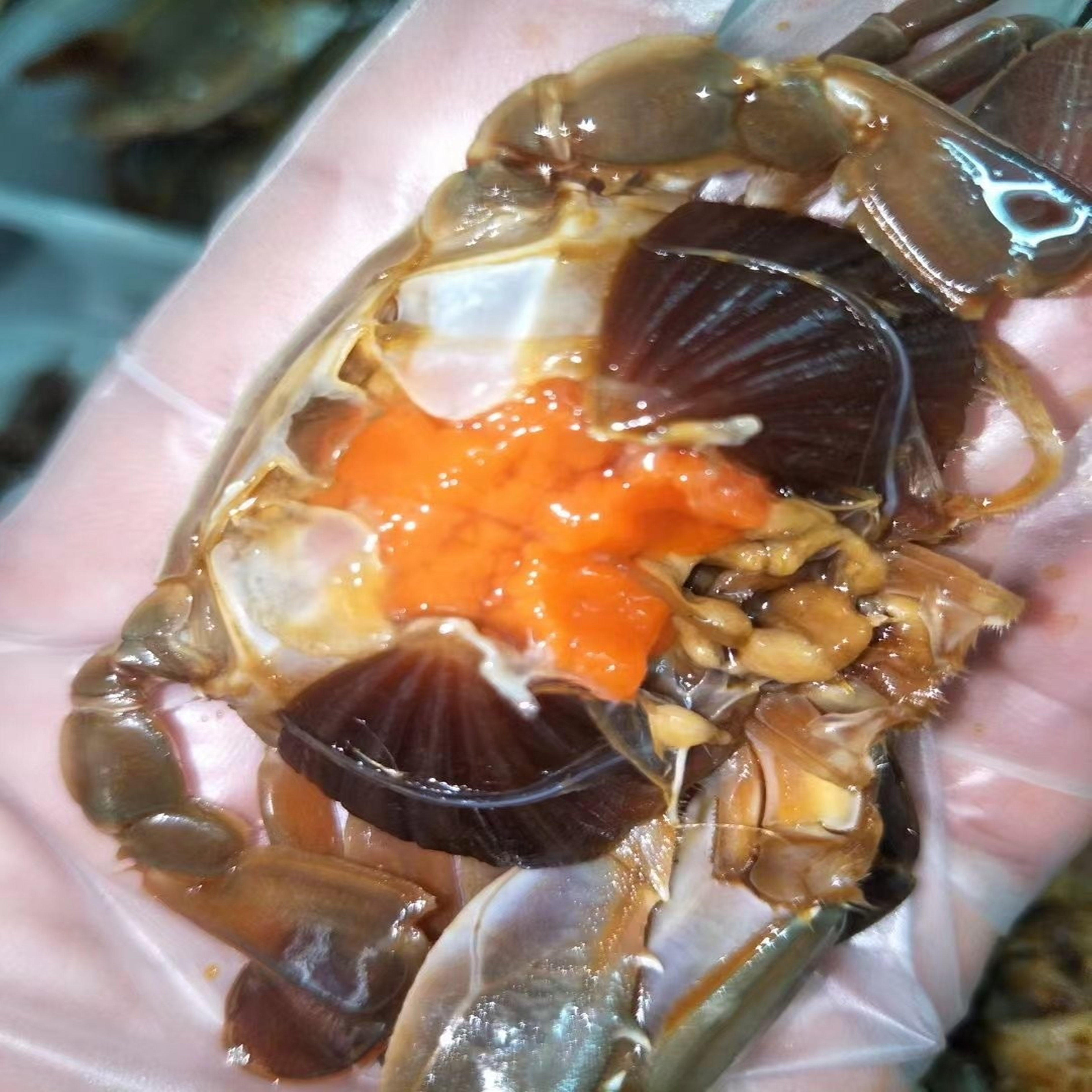 潮汕生腌海鲜腌制红膏梭子蟹鲜活现做三眼蟹三目蟹一盒500g包邮