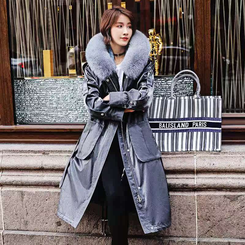 派克服女2020新款可拆卸狐狸毛领獭兔毛内胆中长款反季皮草外套