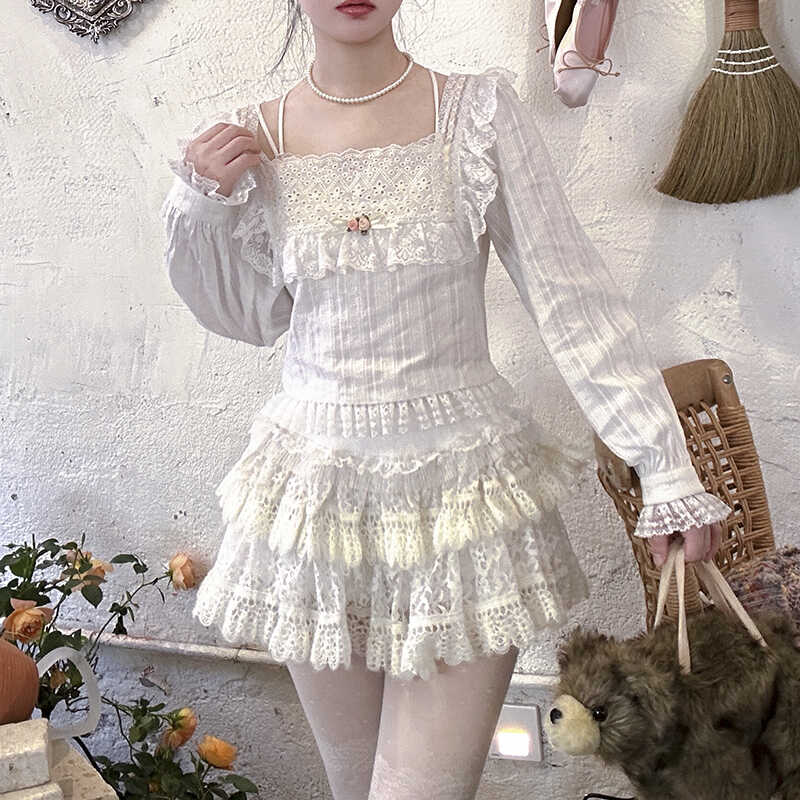 软软的露西 -春之祭- 原创芭蕾少女自带花苞裤蕾丝蛋糕短裙蓬蓬裙