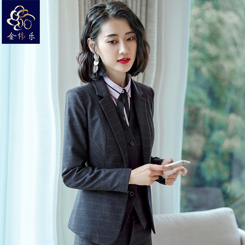 酒店前台經理服裝女秋季商務職業小西裝2019新款冬天時尚氣質工裝在類目 女裝/女士精品, 套裝/學生校服/工作制服, 職業女褲套裝中 - 來自Buy2taobao.com提供專業的淘寶代購服務