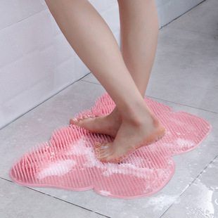 浴室吸墙搓背按摩搓脚脚垫足底清洁硅胶垫蝴蝶形防滑防摔大号地垫