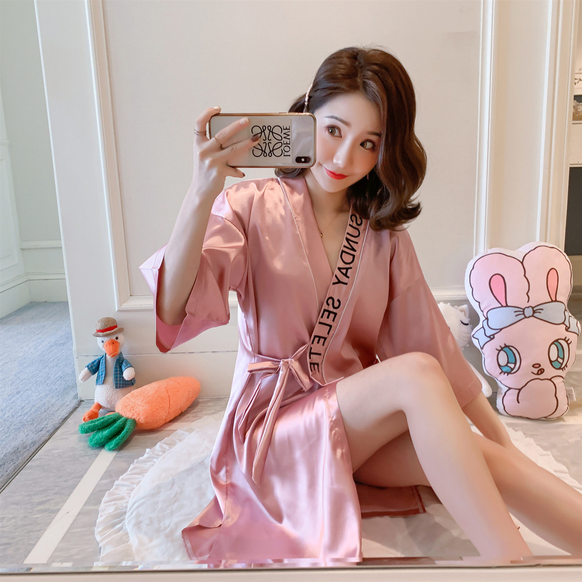 夏季款睡裙女睡袍真丝家居服睡衣四个色均码