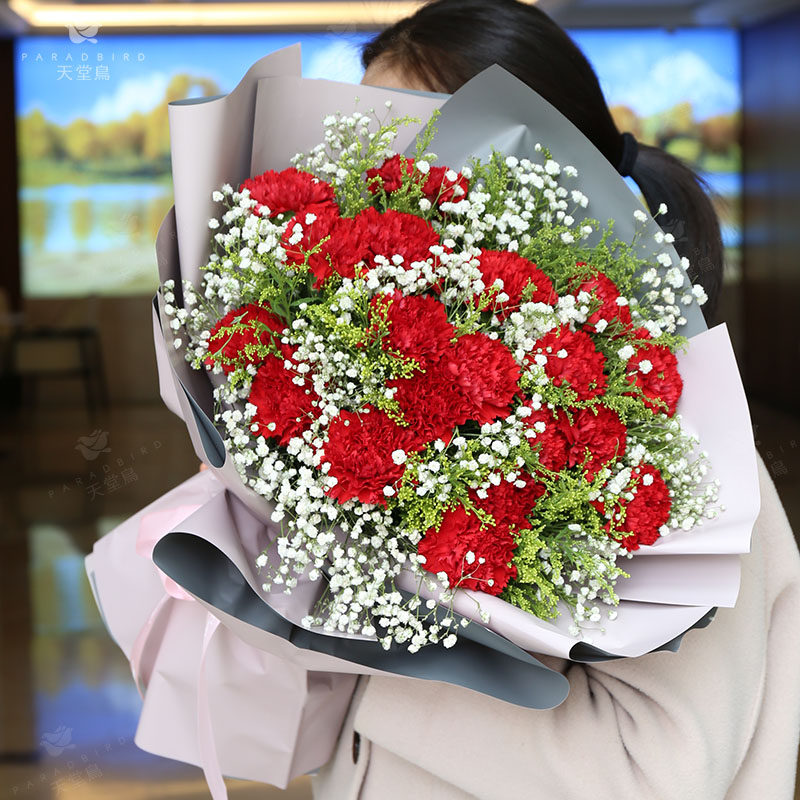 母亲节鲜花速递康乃馨花束送妈妈生日礼物杭州花店订花同城送上门