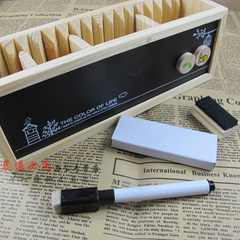 韩版原木创意插槽式笔筒带双面磁性小黑板收纳|留言Y2333 380克