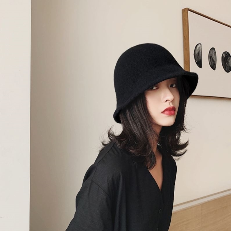 帽子设计感女小众短发适合戴的名媛气质渔夫帽小头围女士洋气漂亮