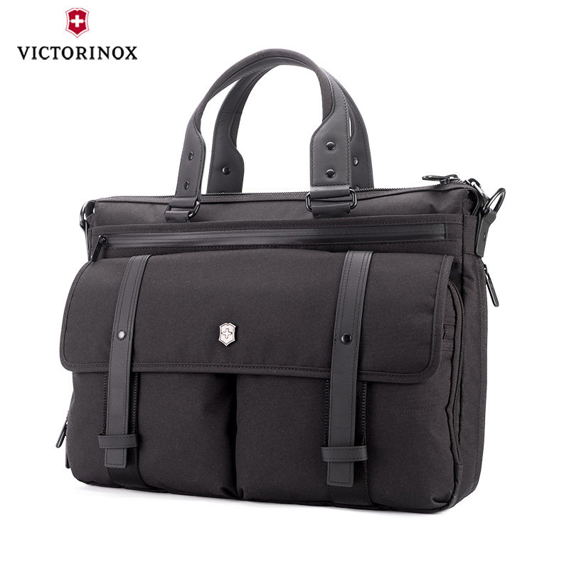 victorinox维氏箱包男士黑色手提单肩包15.6寸笔记本电脑包公文包