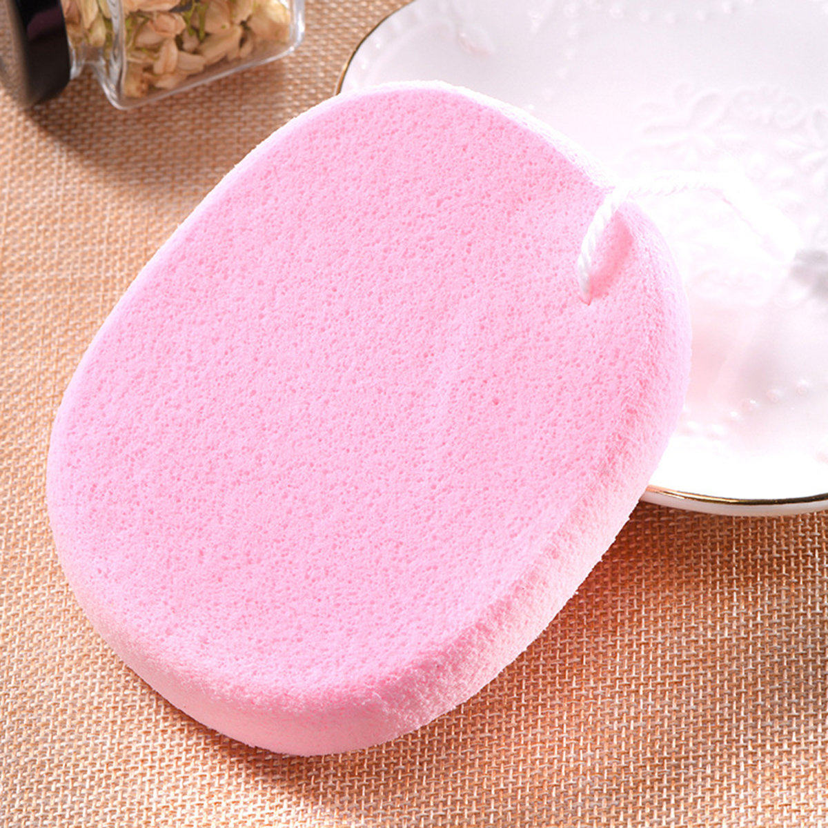 去角质海绵洗脸扑_简应舒新款 舒适绒面加厚去角质海绵粉扑柔软亲肤