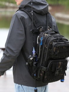 1000D考杜拉新款双肩路亚包户外钓鱼多功能渔具包大容量背竿包