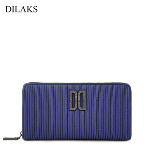 coach錢包奧萊款 新品 DILAKS迪萊克絲羊皮褶皺錢包女長款真皮手拿包女士零錢包 coach錢包