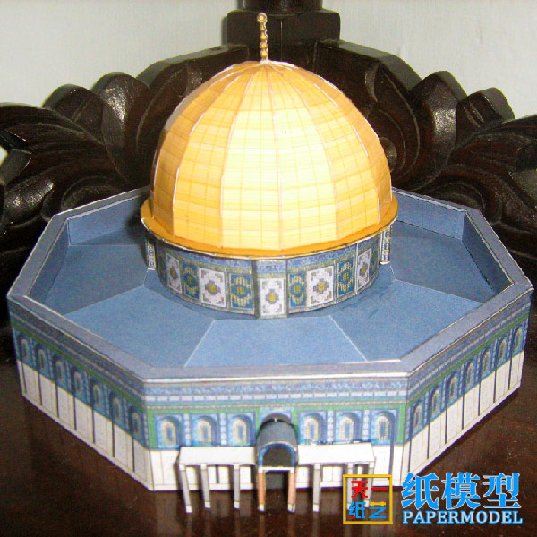 岩石圆顶清真寺diy手工立体建筑折纸3d纸模型天一纸艺