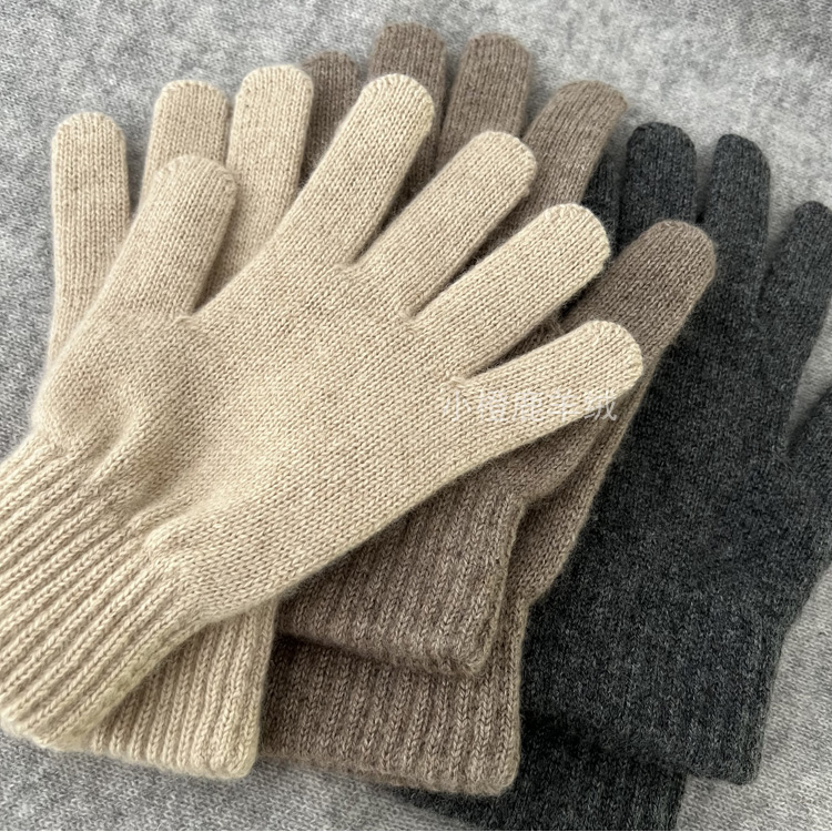 加厚常规款 100%纯山羊绒手套 冬季保暖全指开车写字手套分指手套