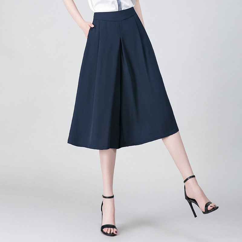 诗燕时装夏装新款中长款西装裙裤女七分高腰宽阔腿裤a2139-742p