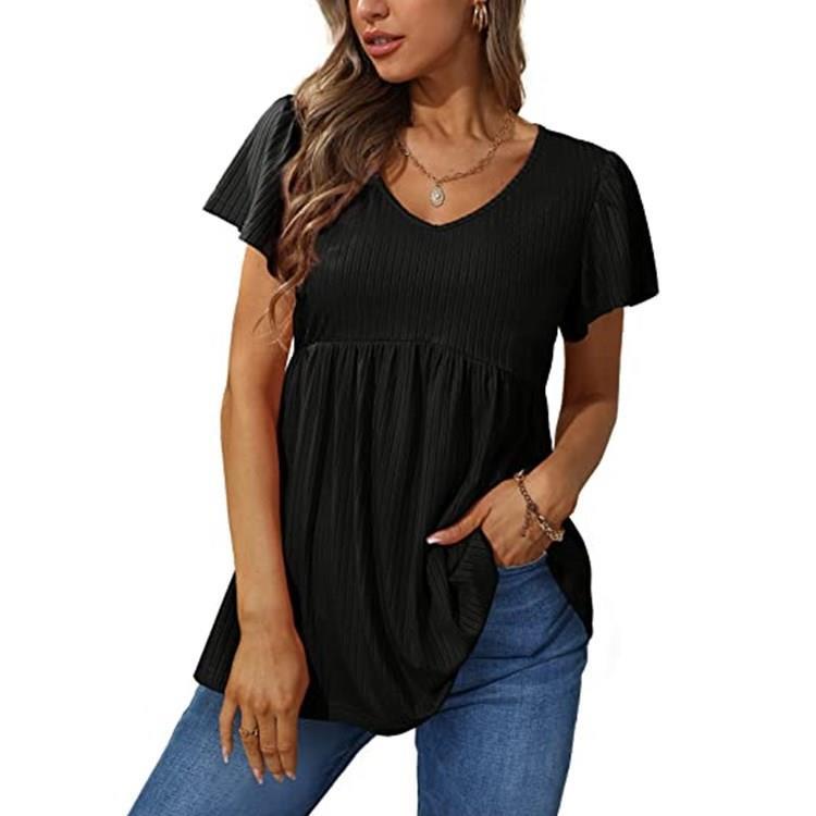 New Women's Short Sleeve Solid Colour Loose Summer T