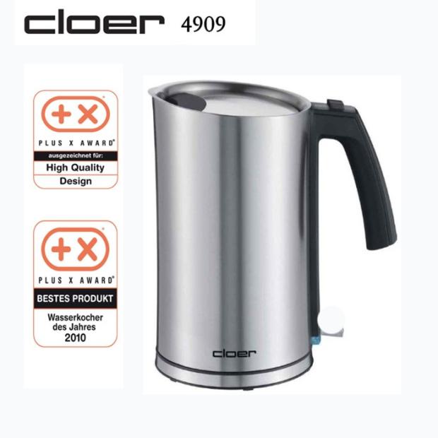 德国直邮Cloer 4909双层不锈钢电热水壶防烫隔热大功率2000W 1.2L