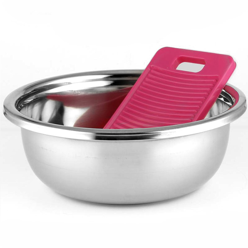 不锈钢宝宝成人洗澡盆加厚圆形不锈钢盆大盆子洗脸盆和面盆洗菜盆