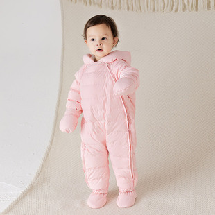 新生婴儿儿衣服冬季包脚羽绒服两三四个月宝宝冬装加厚冬天连体衣