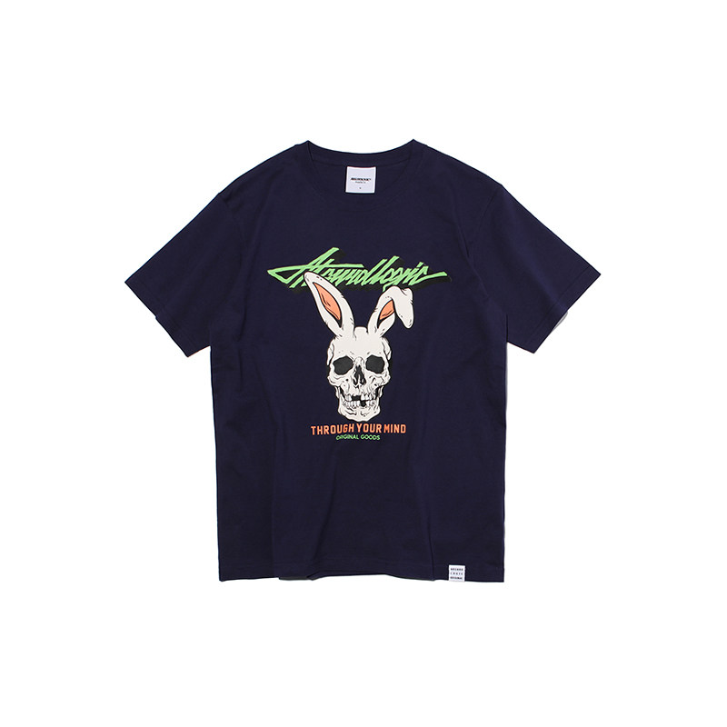 absurdlogic荒诞逻辑美式街头骷髅兔女郎印花短袖t恤男女