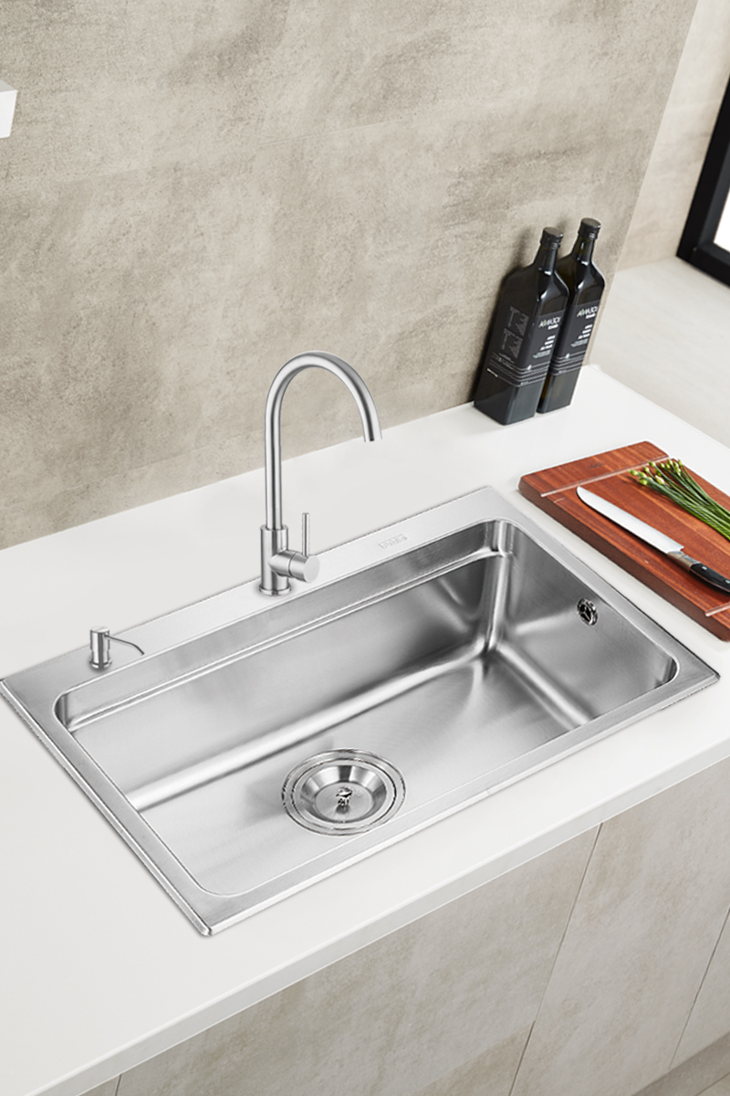 帕布洛食品级304不锈钢水槽单双槽家用厨房洗菜盆配下水沥水篮