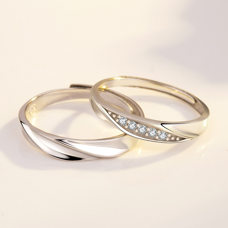 一折925纯银银饰品情侣对戒婚戒戒指